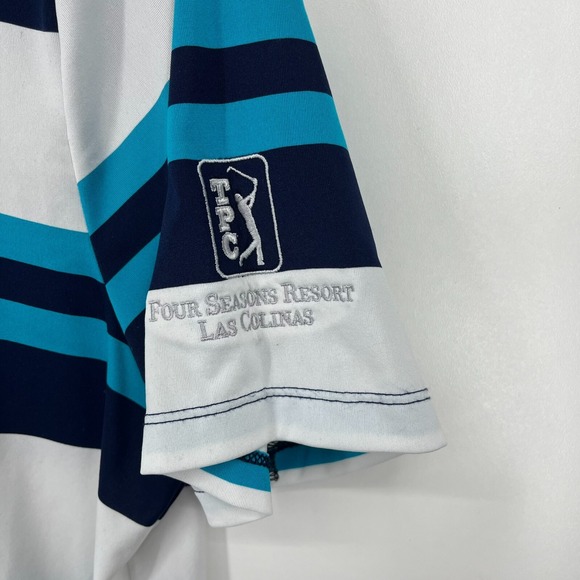 RLX Ralph Lauren Polo Shirt Men's L Blue Striped‎ TPC Golf Tournament Logo - Picture 6 of 10